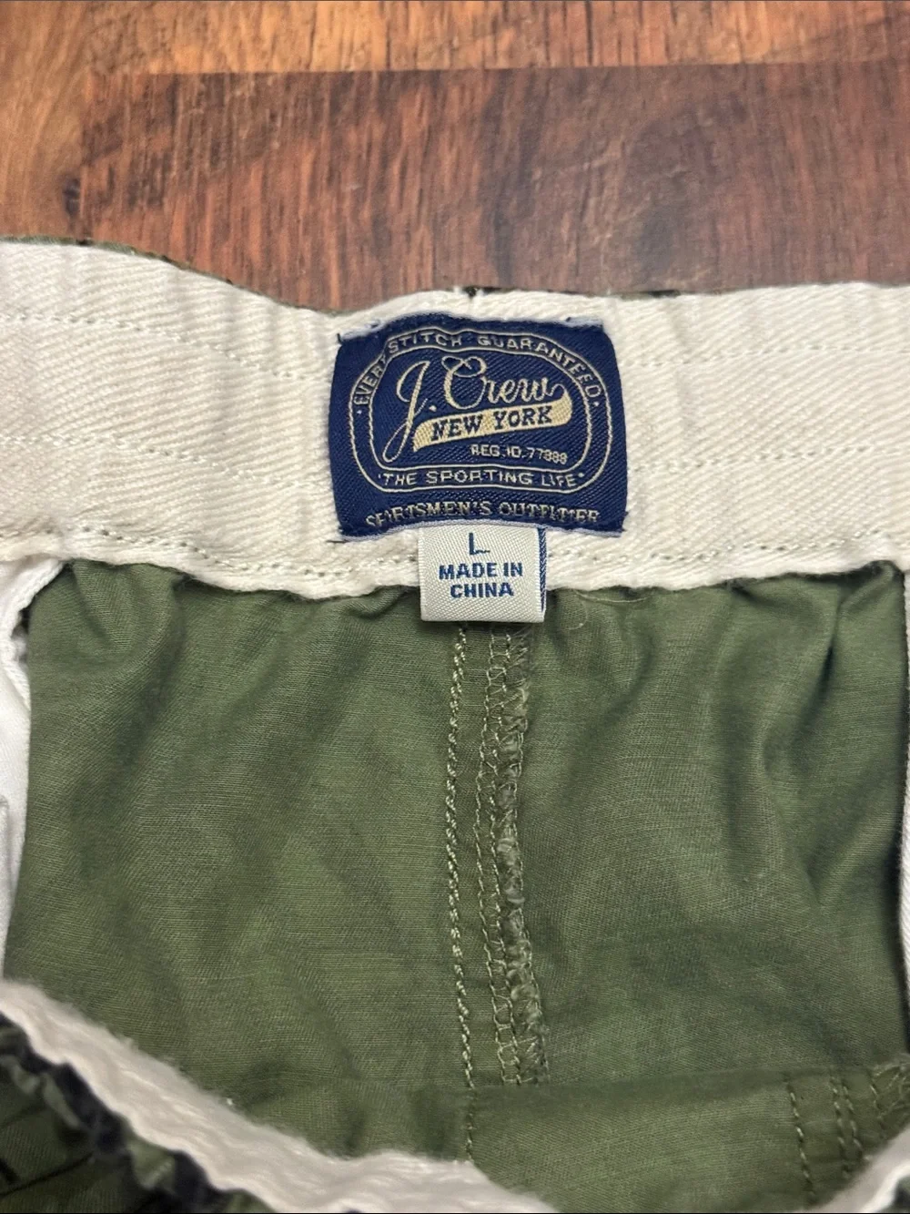 J.Crew Factory Palm Print Pull-On Shorts Large Olive Green Stretch Cotton